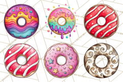 Whimsical Donut Doodle Clipart Cute Frosted PNG, Sweet Treat Product Image 8