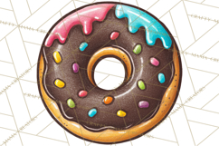 Whimsical Donut Doodle Clipart Cute Frosted PNG, Sweet Treat Product Image 2