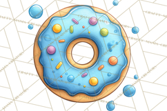 Whimsical Donut Doodle Clipart Cute Frosted PNG, Sweet Treat Product Image 4
