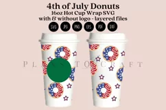 Donuts 4th of july starbucks 16oz hot cup tumbler wrap svg presized template for tumbler grande suitable for cricut and silhouette