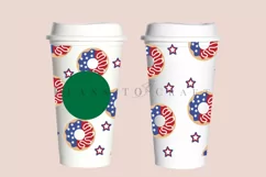 Donuts 4th of july starbucks 16oz hot cup tumbler wrap svg presized template for tumbler grande suitable for cricut and silhouette