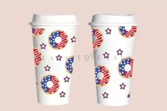 Donuts 4th of july starbucks 16oz hot cup tumbler wrap svg presized template for tumbler grande suitable for cricut and silhouette