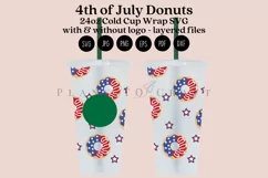 donuts 4th of july starbucks 24oz cold cup tumbler wrap svg presized template for tumbler venti suitable for cutting machine or sublimation