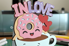 Donut and Coffee in love topper 3D SVG Product Image 4