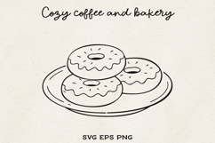 Donuts on Plate SVG PNG EPS Hand Drawn Donut Clipart Minimal Product Image 1