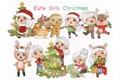 Cute girls Christmas Clipart PNG files. Product Image 1