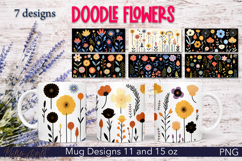 Floral Mug Wraps Bundle | Doodle Wildflowers Product Image 1