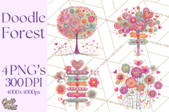 Whimsical Forest Doodle Trees And Animals PNG Clipart Product Image 1