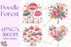 Whimsical Forest Doodle Trees And Animals PNG Clipart Product Image 1