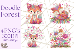 Whimsical Forest Doodle Trees And Animals PNG Clipart Product Image 1