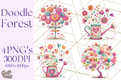 Whimsical Forest Doodle Trees And Animals PNG Clipart Product Image 1