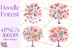 Whimsical Forest Doodle Trees And Animals PNG Clipart Product Image 1