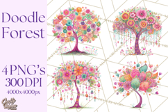 Whimsical Forest Doodle Trees And Animals PNG Clipart Product Image 1