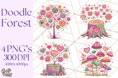 Whimsical Forest Doodle Trees And Animals PNG Clipart Product Image 1