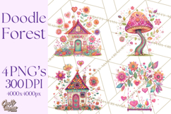 Whimsical Forest Doodle Trees And Animals PNG Clipart Product Image 1