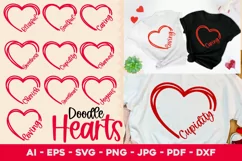 Doodle Hearts SVG - 10 Hand Drawn Sketch Hearts Product Image 1