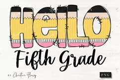 Hello Fifth Grade School PNG | Back To School PNG Product Image 1