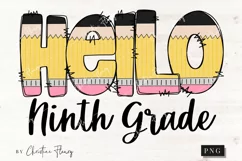 Hello Ninth Grade School PNG | Back To School PNG Product Image 1