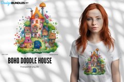 Doodle house, Watercolor Boho design, Transparent Png Product Image 1