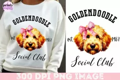 Doodle Social Club png, Goldendoodle PInk Bow Sublimation Product Image 3