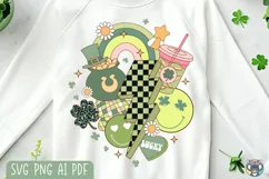 Retro St Patrick Day Svg, Retro Clover Png, St Patty's Svg Product Image 1