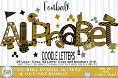 Football Doodle Letters Gold Black Alphabet clipart Product Image 1