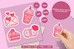 Lovely Pink Themed Doodle, Valentine's Day Sticker Set Product Image 1