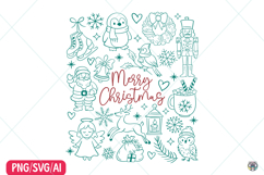 Christmas Doodle Png, Retro Christmas Clipart, Festive Icons Product Image 6
