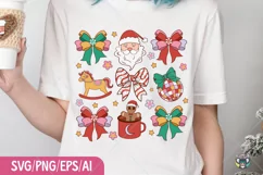 Christmas Coquette Bow Png, Christmas Sublimation Product Image 1