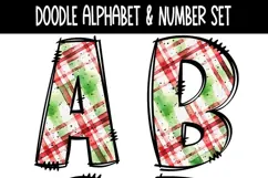 Christmas Plaid 1 Doodle Alphabet and Numbers | PNG Files Product Image 5