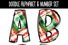 Christmas Plaid 3 Doodle Alphabet and Numbers | PNG Files Product Image 5