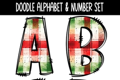 Christmas Plaid 4 Doodle Alphabet and Numbers | PNG Files Product Image 5