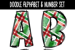 Christmas Plaid 2 Doodle Alphabet and Numbers | PNG Files Product Image 5