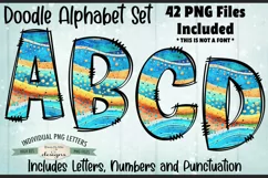 Colorful Waves Doodle Alphabet and Numbers | PNG Files Product Image 1