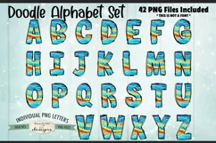Colorful Waves Doodle Alphabet and Numbers | PNG Files Product Image 2