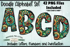 Western Flowers Doodle Alphabet and Numbers | PNG Files Product Image 1