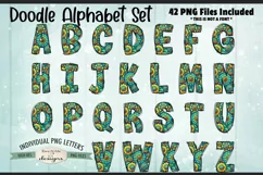 Western Flowers Doodle Alphabet and Numbers | PNG Files Product Image 2