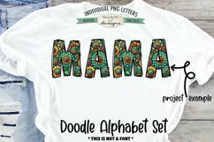 Western Flowers Doodle Alphabet and Numbers | PNG Files Product Image 4