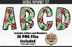 Christmas Plaid 2 Doodle Alphabet and Numbers | PNG Files Product Image 1