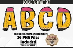 Pencil Doodle Alphabet &amp; Number Set | School Teacher PNG Product Image 1