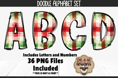 Christmas Plaid 4 Doodle Alphabet and Numbers | PNG Files Product Image 1