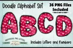 Valentine Hearts Doodle Alphabet and Numbers | PNG Files Product Image 1