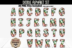 Christmas Plaid 3 Doodle Alphabet and Numbers | PNG Files Product Image 2