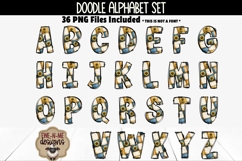 Sunflower Patchwork Doodle Alphabet &amp; Numbers PNG Files Product Image 2