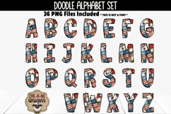 Patriotic Patchwork Flag Doodle Alphabet &amp; Numbers PNG Files Product Image 2
