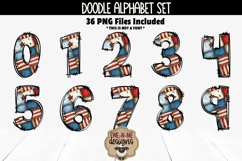 Patriotic Patchwork Flag Doodle Alphabet &amp; Numbers PNG Files Product Image 3