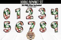 Christmas Plaid 3 Doodle Alphabet and Numbers | PNG Files Product Image 3