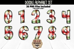 Christmas Plaid 4 Doodle Alphabet and Numbers | PNG Files Product Image 3