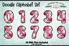 Valentine Plaid Doodle Alphabet and Numbers | PNG Files Product Image 3