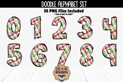 Christmas Plaid 1 Doodle Alphabet and Numbers | PNG Files Product Image 3